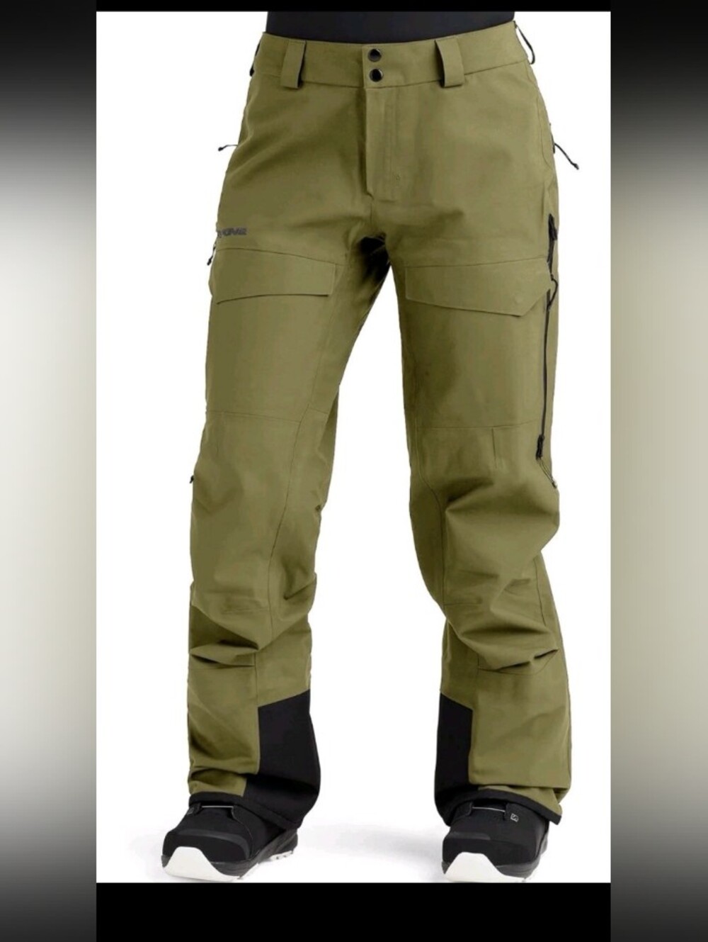 Dakine Unisex Olive Green Cargo Snow Pants Recco with Black Reinforcements Nwot